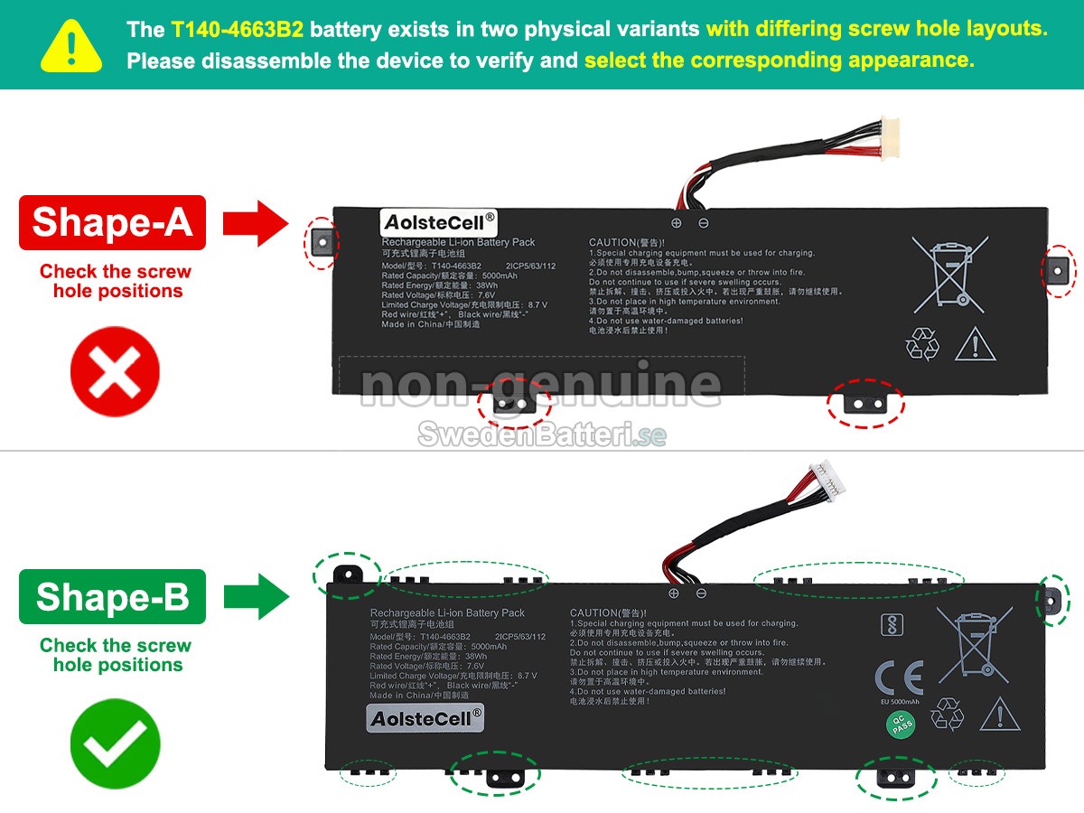 batteri till AolsteCell T140-4663B2