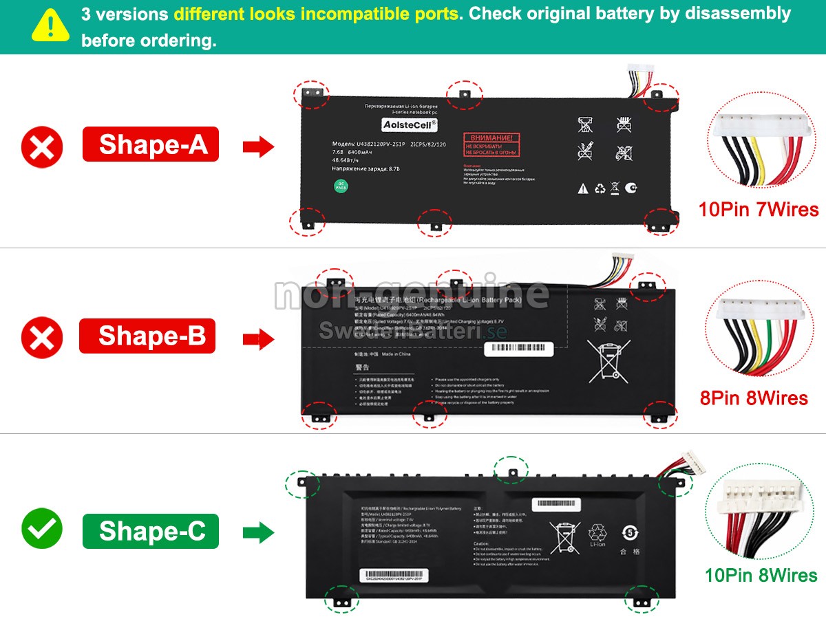 batteri till AolsteCell U4382120PV-2S1P