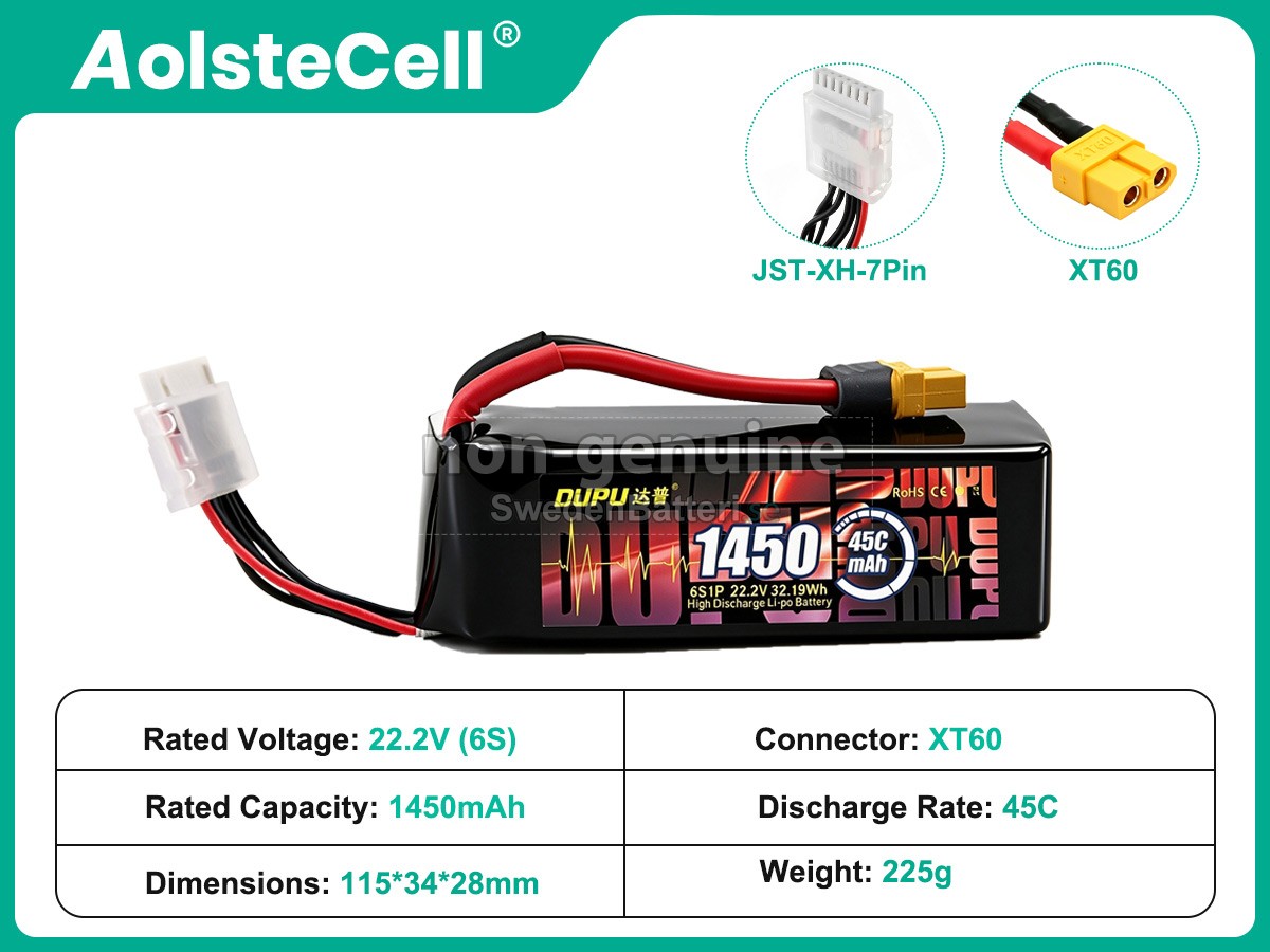 batteri till AolsteCell 22.2V 1450MAH 45C XT60