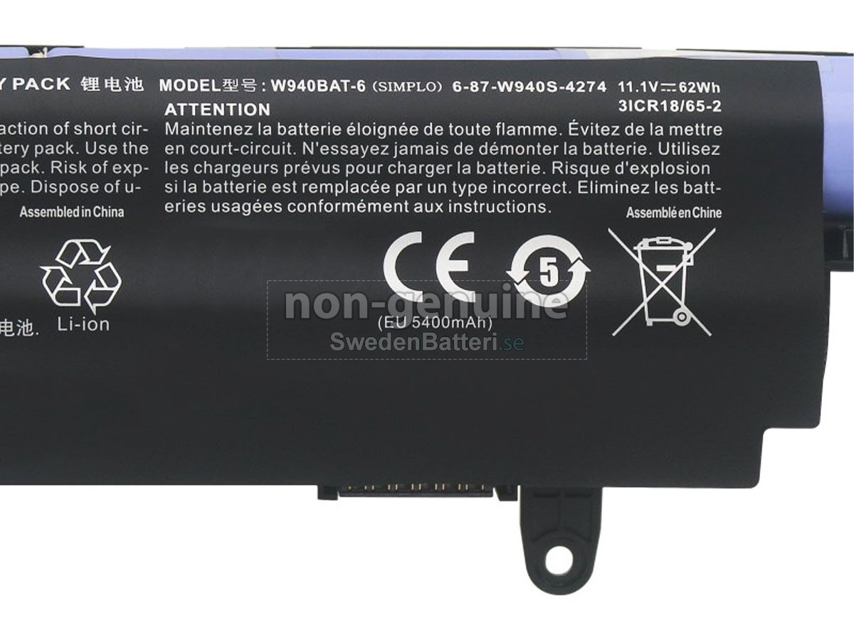 batteri till Clevo 6-87-W940S-4274