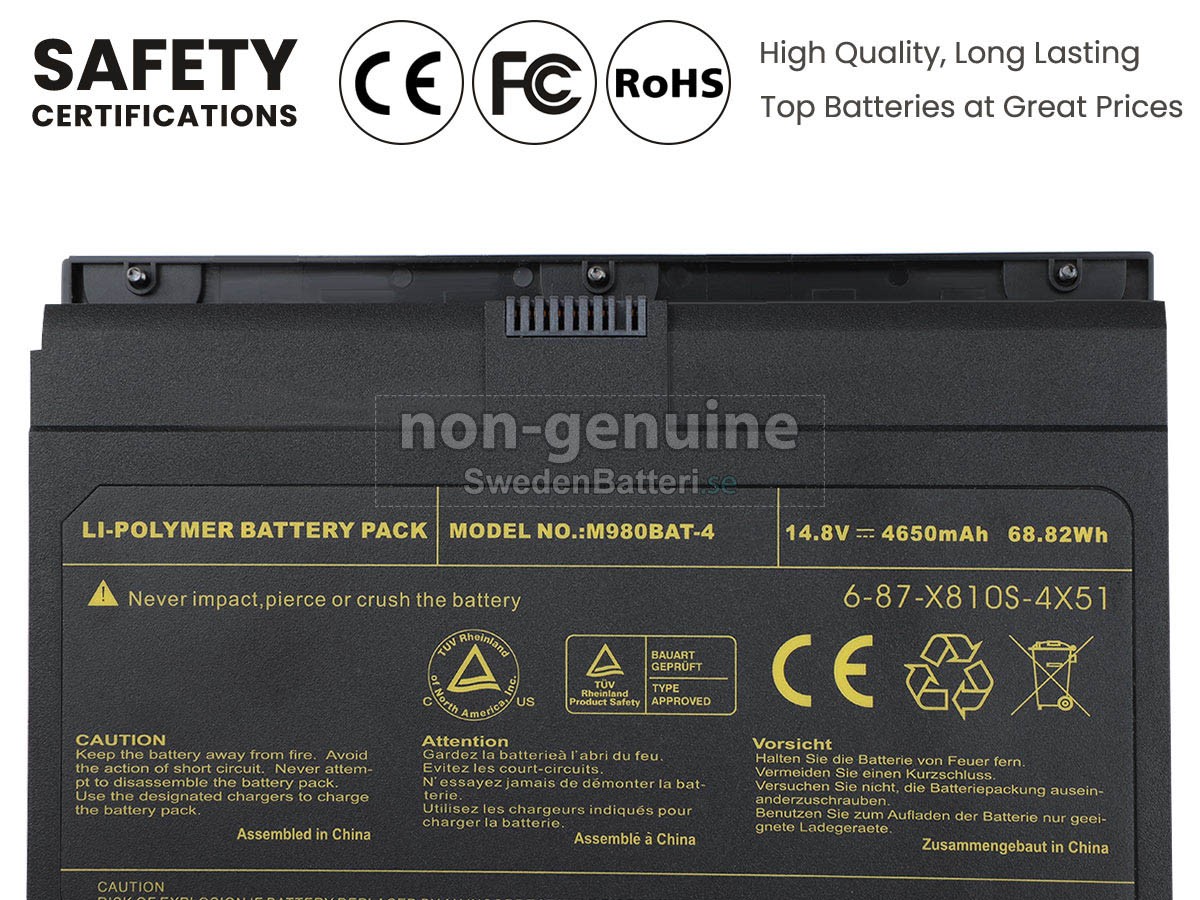 batteri till Clevo 6-87-X810S-4X51