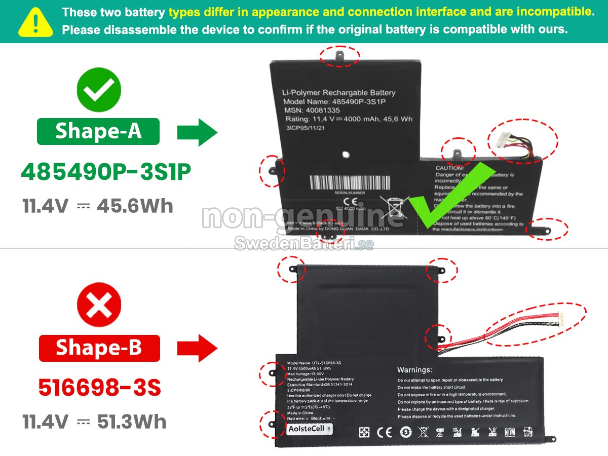 batteri till EVOO 516698-3S