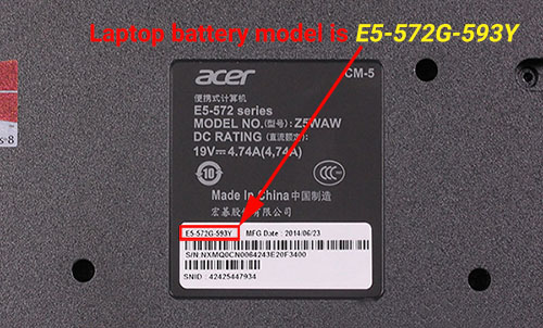 hitta modell av Acer bärbar dator på baksidan