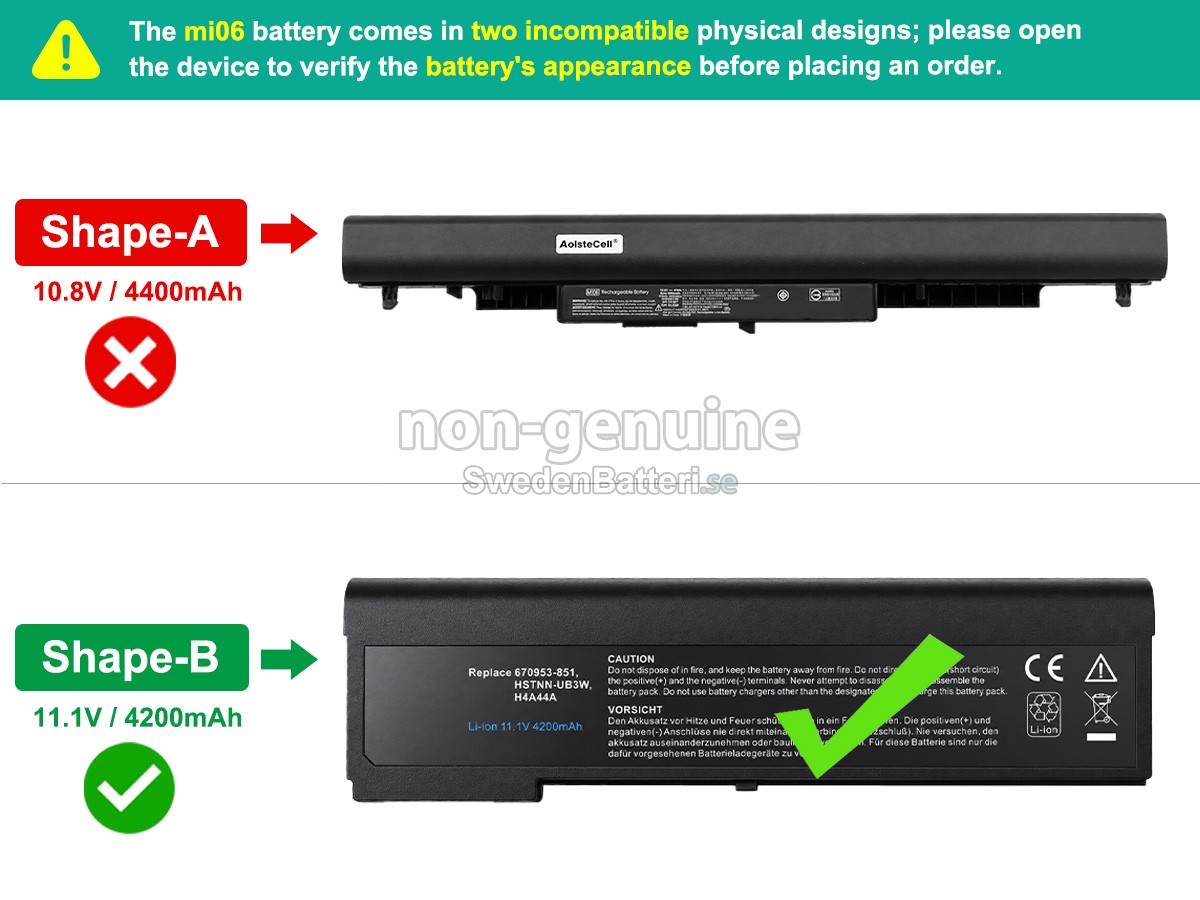 batteri till HP MI06