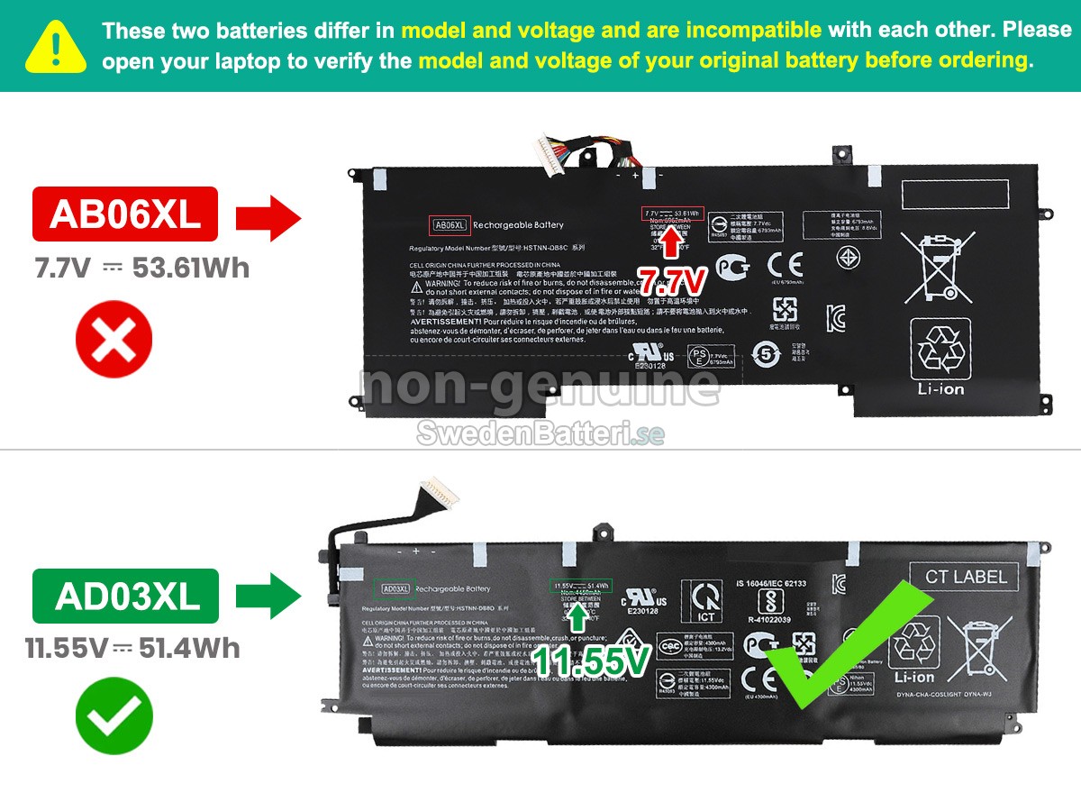 batteri till HP Envy 13-AD053TX