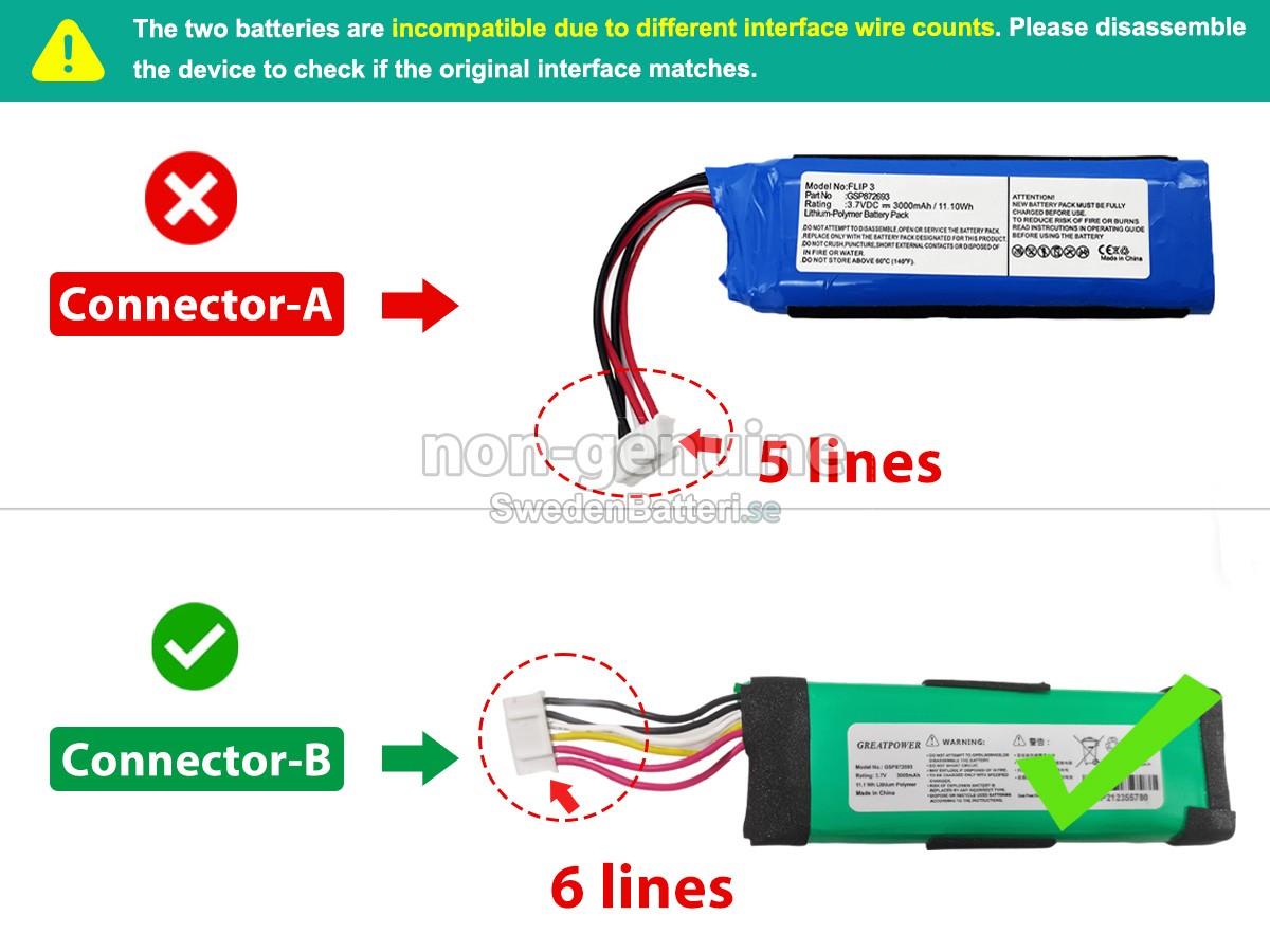 batteri till JBL FLIP 3 PORTABLE SPEAKER
