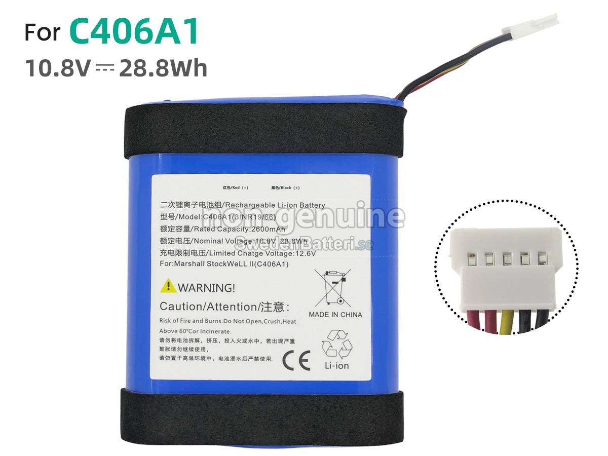 batteri till Marshall STOCKWELL II C406A1