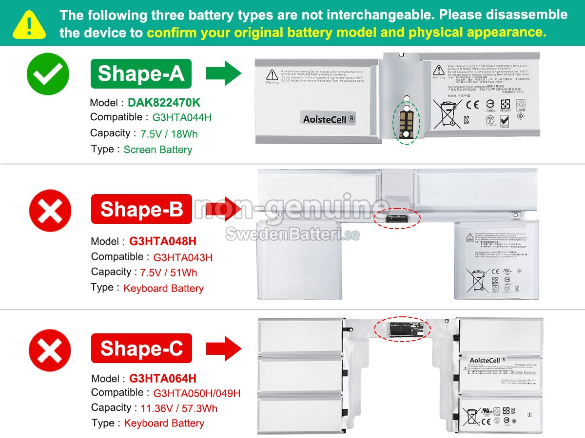 batteri till Microsoft Surface BOOK 2 1832