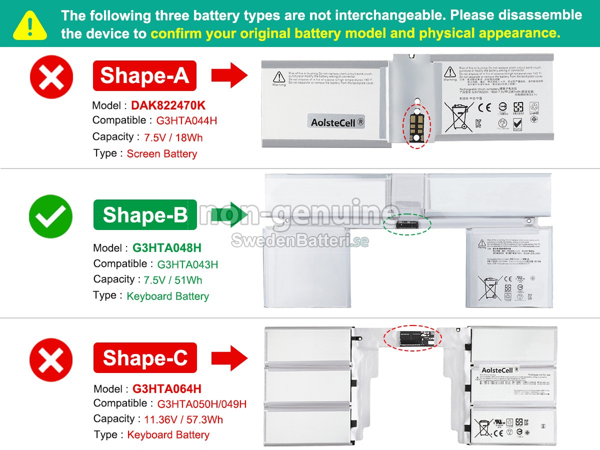 batteri till Microsoft Surface BOOK 2 1832
