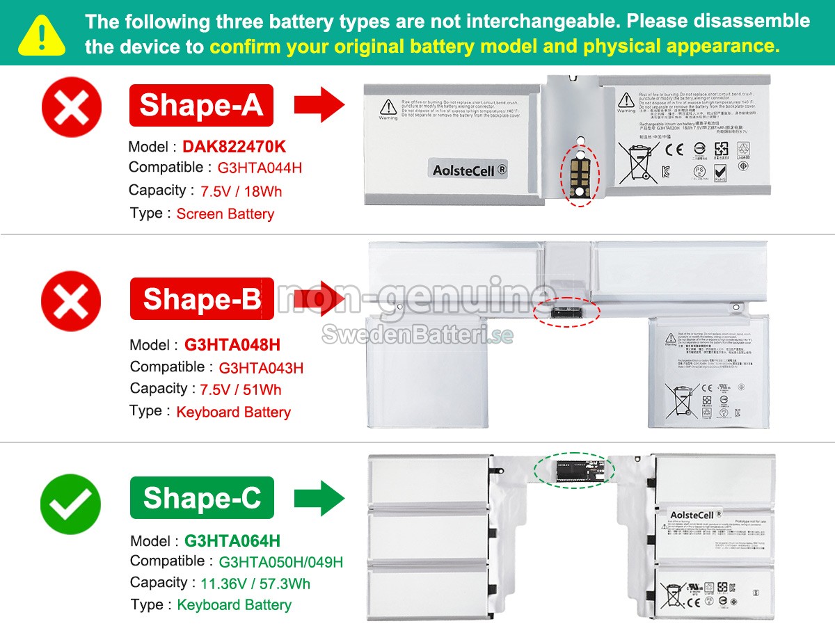 batteri till Microsoft Surface BOOK 2 1832