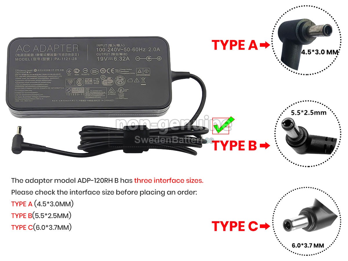 Asus ADP-120RH B Laddare Nätadaper