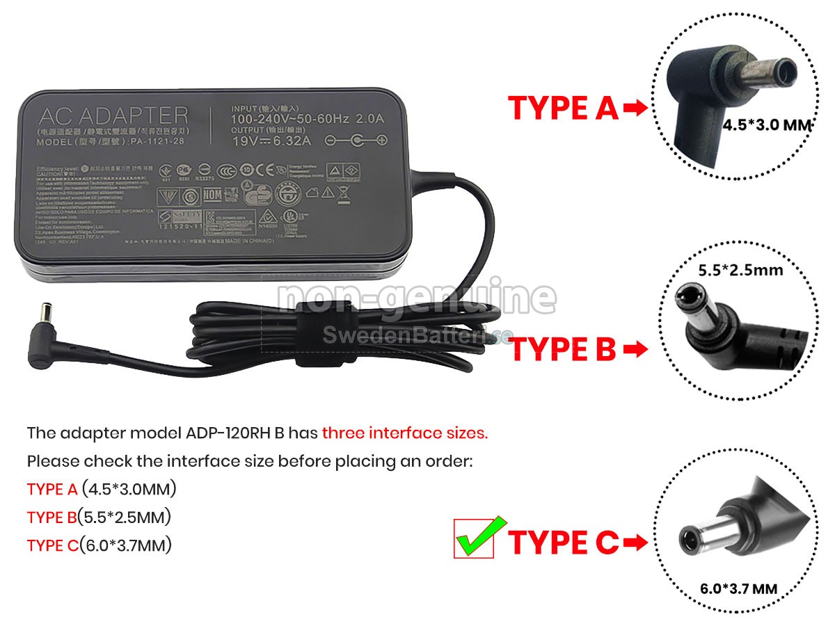 Asus ADP-120RH B Laddare Nätadaper