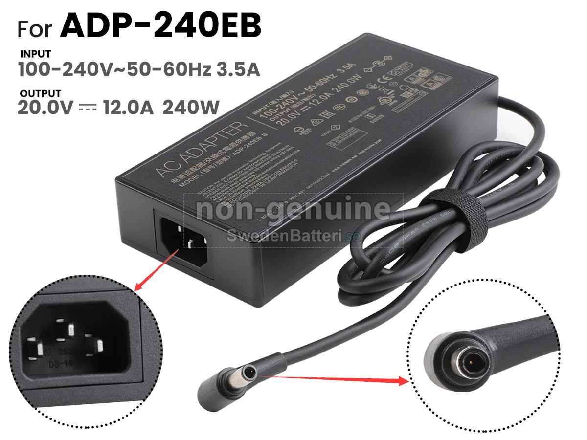 Asus 20V 12A 240W 6.0*3.7MM Laddare Nätadaper