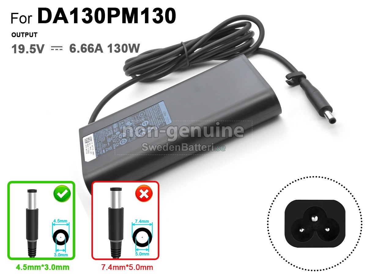 Dell DA130PM130 Laddare Nätadaper