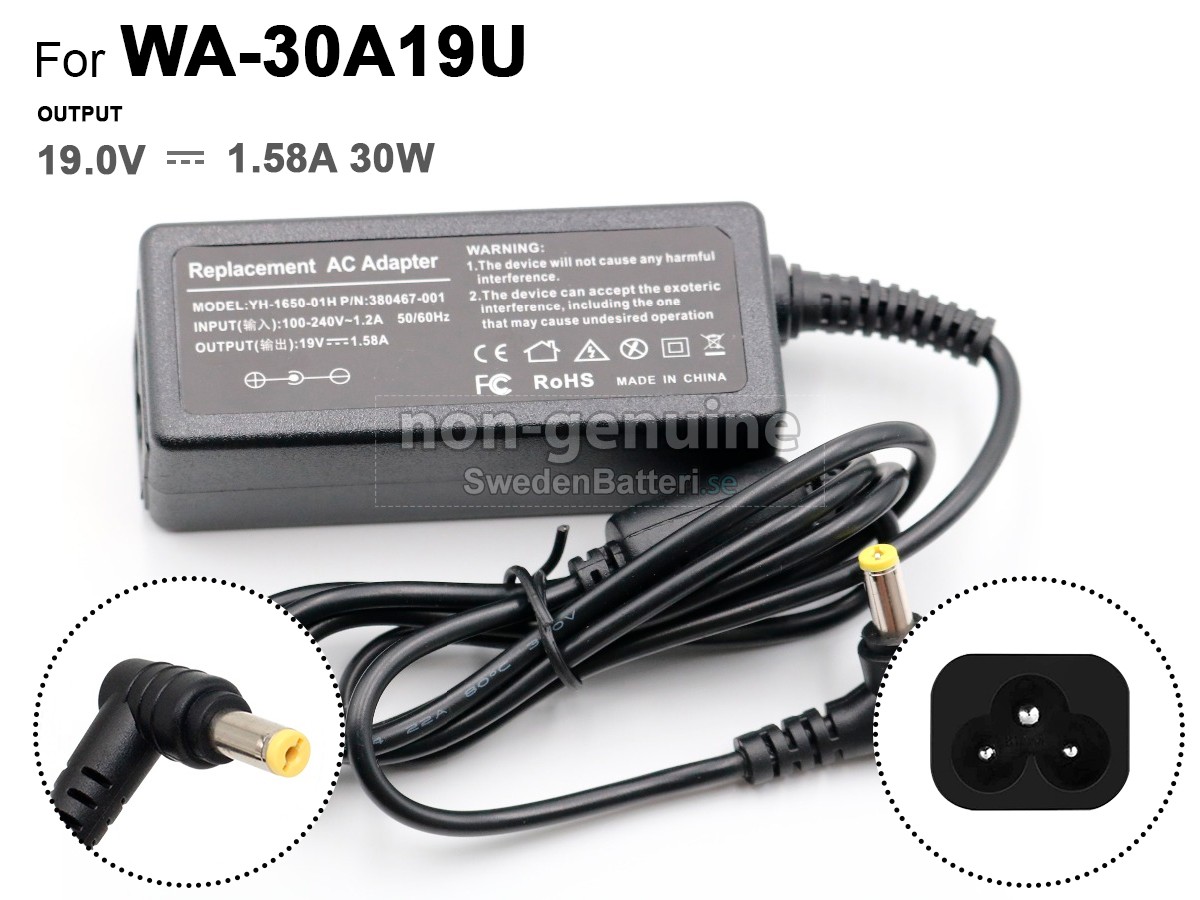 Dell 30W 19V-1.58A 100-240V~1.2A 50/60HZ Laddare Nätadaper