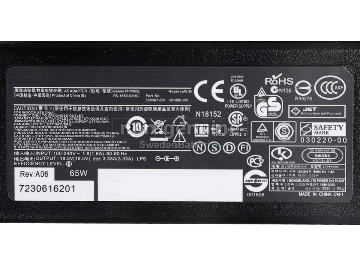 HP 741727-001 Laddare Nätadaper