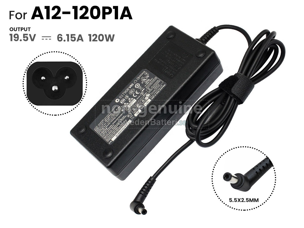 HP 120W 19.5V-6.15A 100-240V~2.0A 50/60HZ 5.5*2.5MM Laddare Nätadaper
