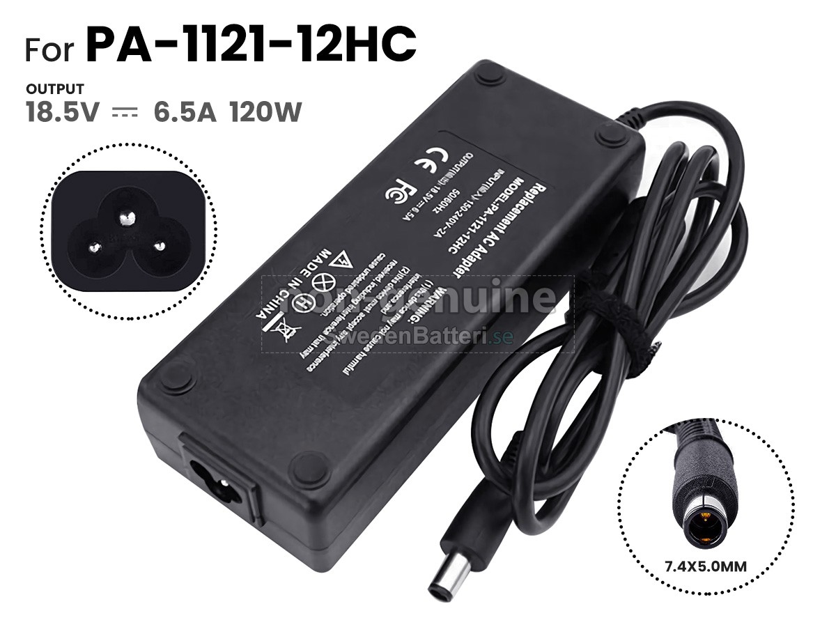 HP 120W 18.5V-6.5A 100-240V~2.0A 50/60HZ 7.4*5.0MM Laddare Nätadaper