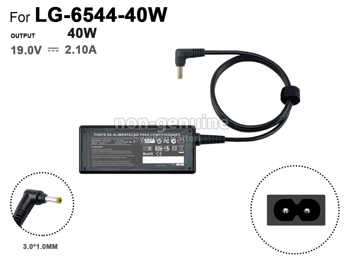 LG 40W 19V 2.1A YELLOW 3.0*1.0MM Laddare Nätadaper