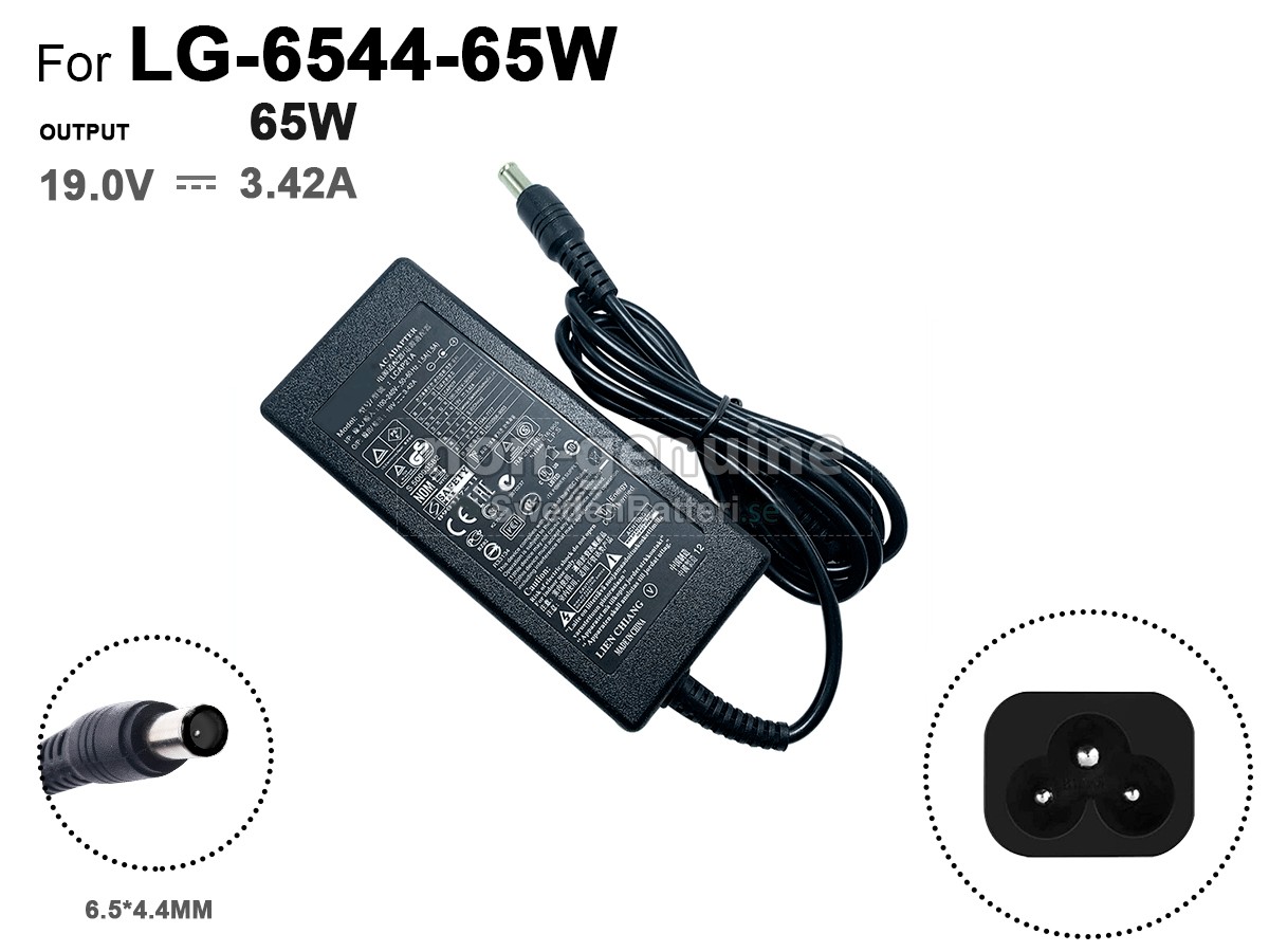LG 65W 19V 3.42A 6.5*4.4MM Laddare Nätadaper