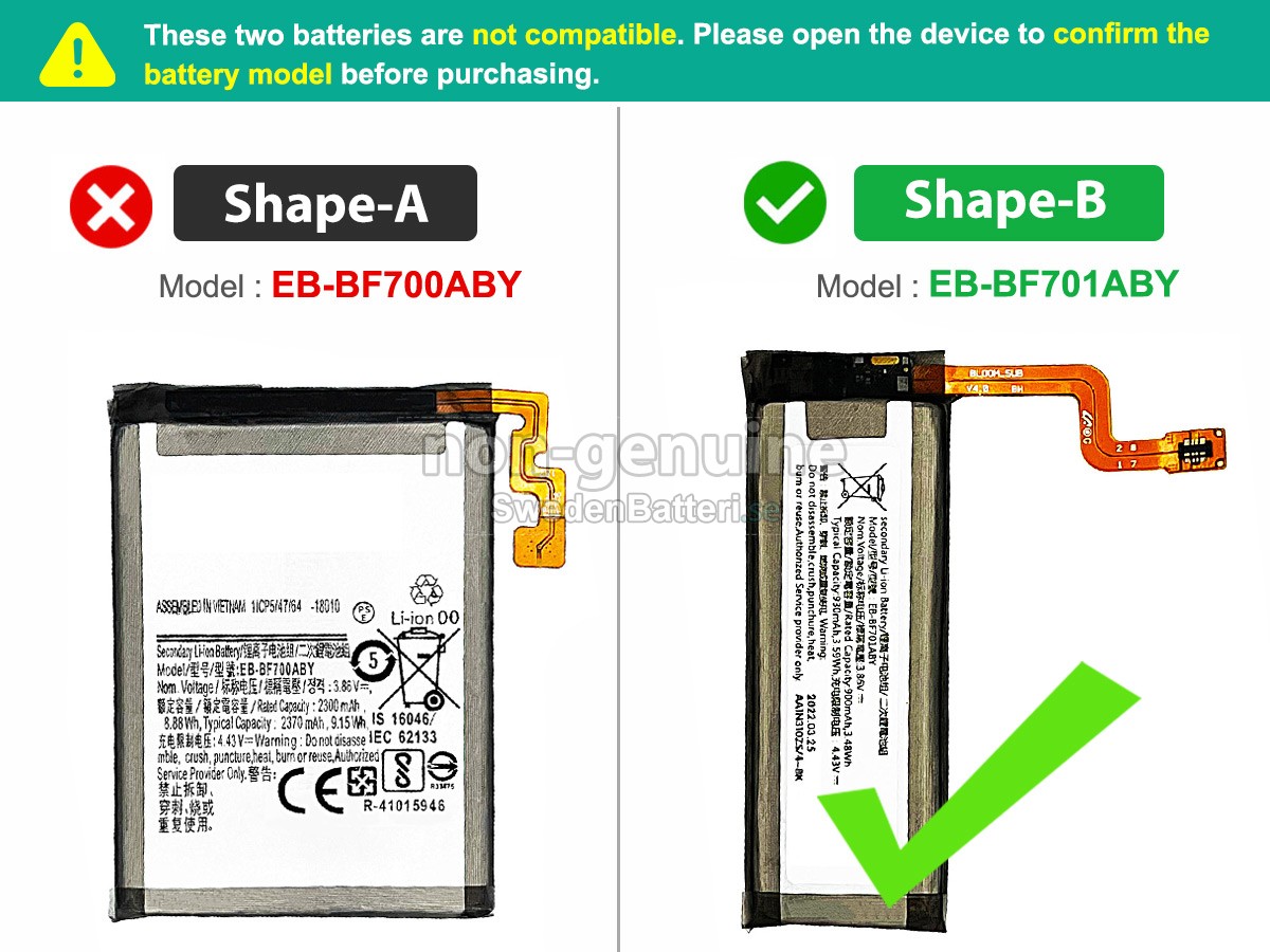 batteri till Samsung SM-F707B
